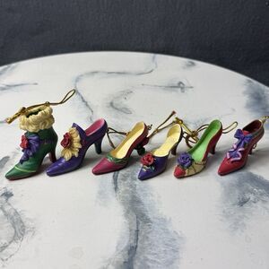 Lot of 6 Vintage Mini Shoe Ornaments Collectibles Victorian Style 2 Inch Size